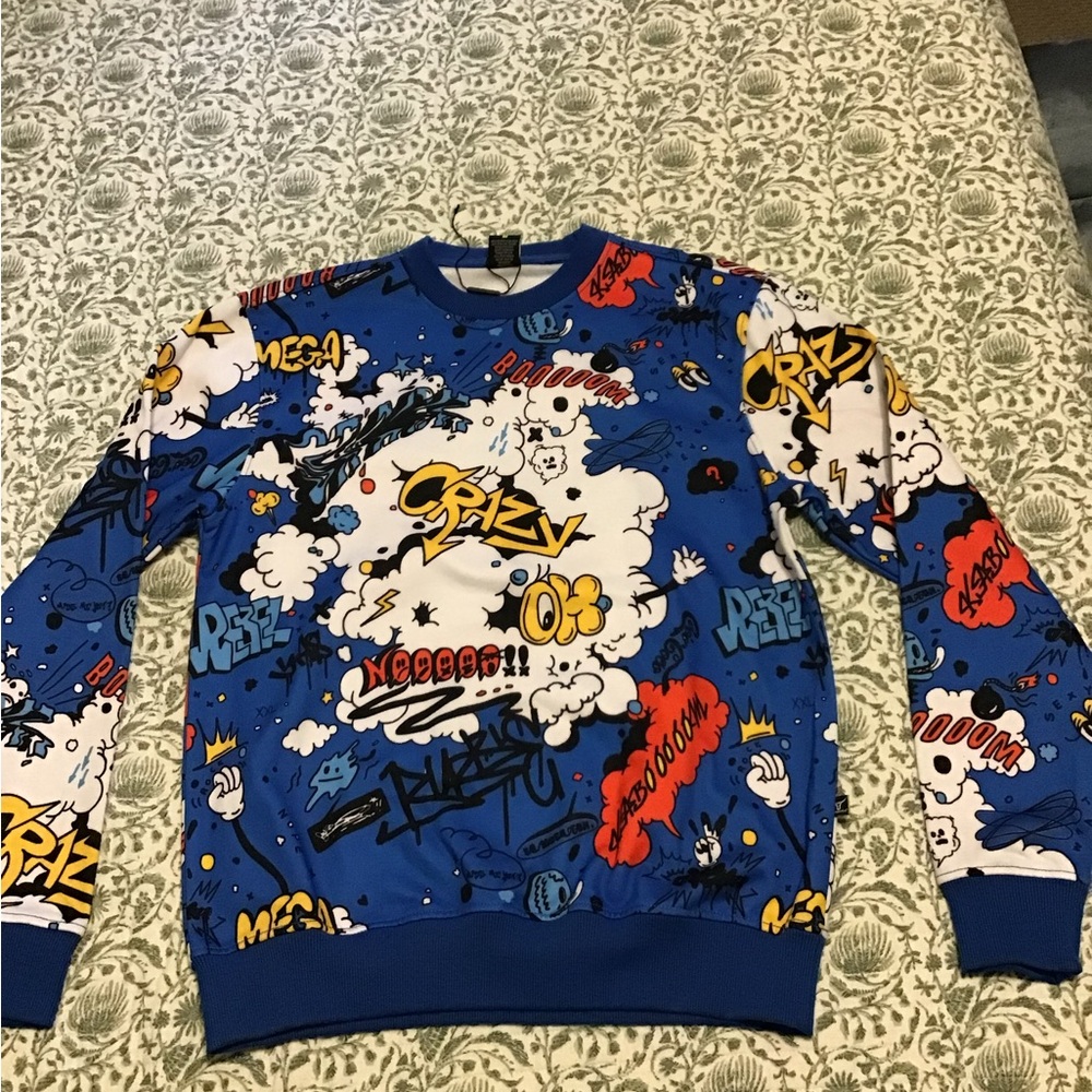 Screenshot graffiti/comic book style sweater. Size small
